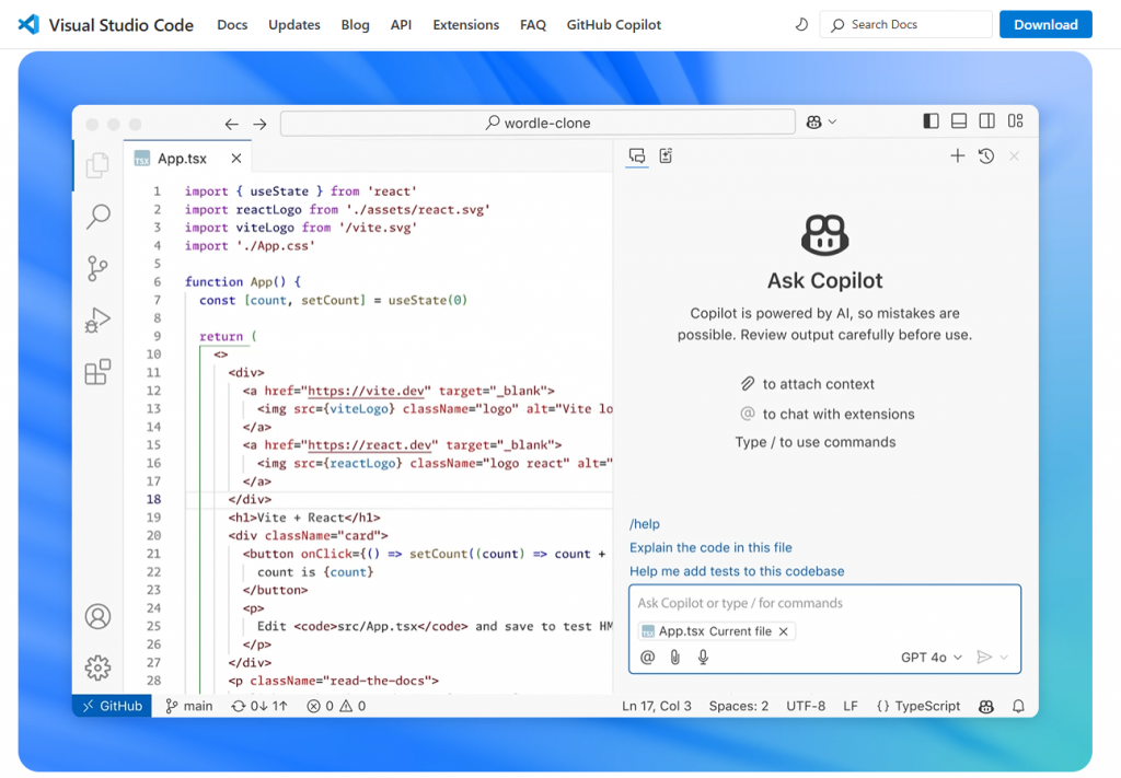 Visual Studio Code - AI code assistant with an Integrated Development Environment (IDE)