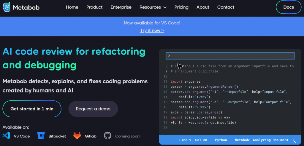 Metabob - AI in Code Debugging and Error Detection tools