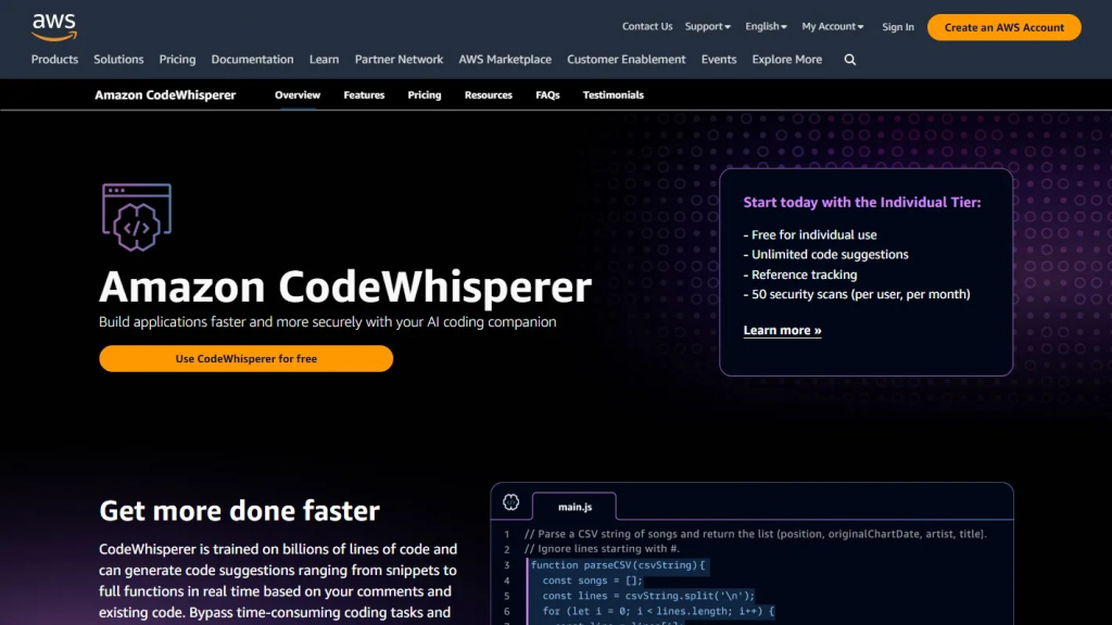 Ai code assistant - Amazon CodeWhisperer