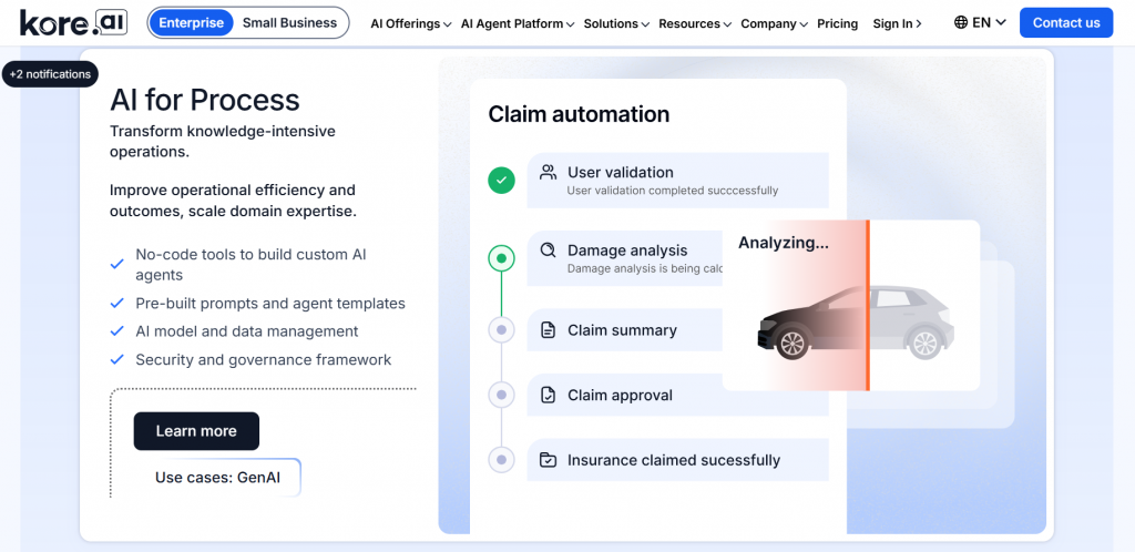 kore.ai - automation feature