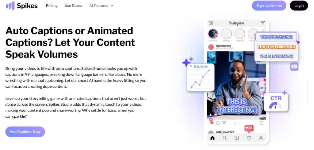 Spikes Studio - Auto-Captions feature